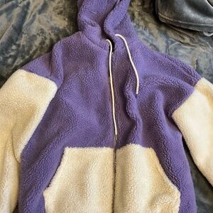 Forever 21 Lavender and Cream Fleece Jacket